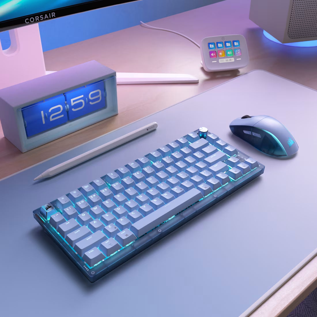 K65 PLUS 75% RGB Mechanical Gaming Keyboard – Glacier Blue