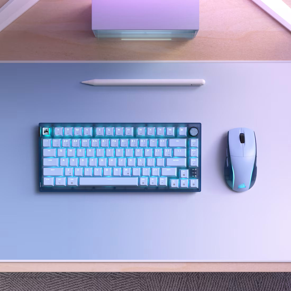 K65 PLUS 75% RGB Mechanical Gaming Keyboard – Glacier Blue