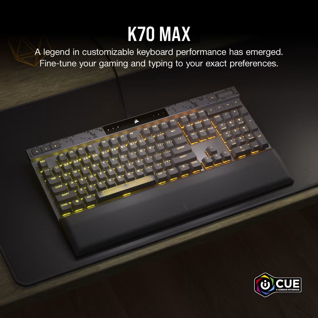 K70 MAX RGB Magnetic-Mechanical Gaming Keyboard — Adjustable CORSAIR MGX Switches — Steel Grey