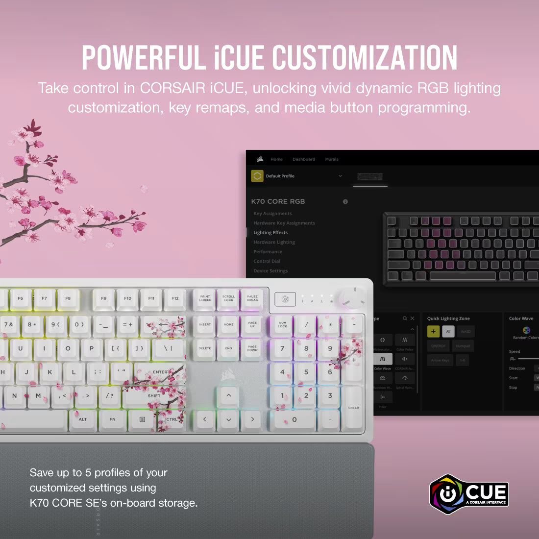 K70 CORE SE RGB Mechanical Gaming Keyboard – Cherry Blossom