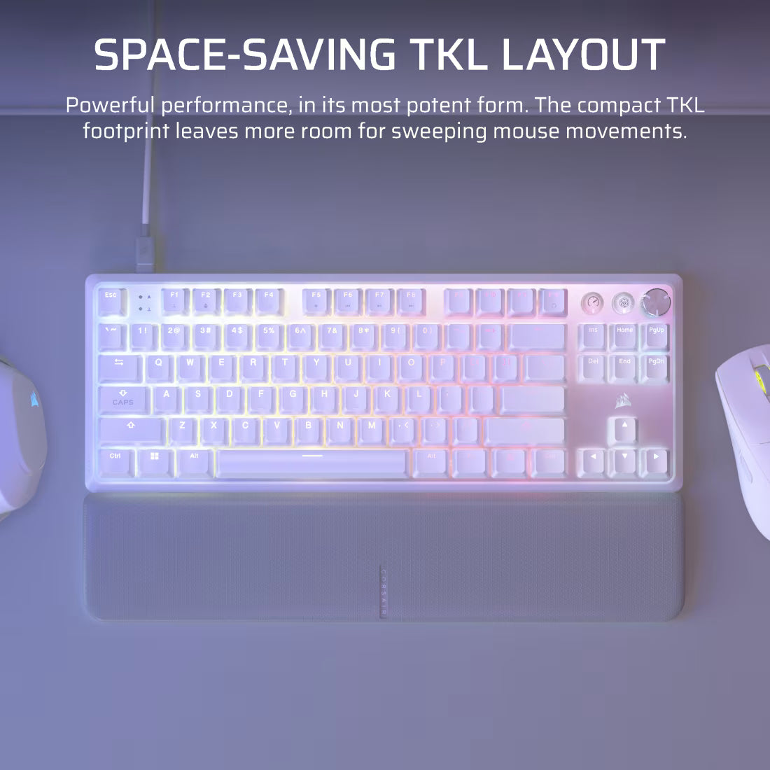 K70 PRO TKL High-Performance Hall Effect Programmable Gaming Keyboard with Rapid Trigger - White