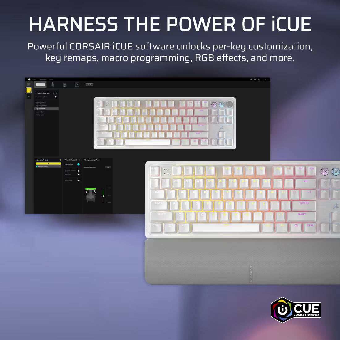 K70 PRO TKL High-Performance Hall Effect Programmable Gaming Keyboard with Rapid Trigger - White