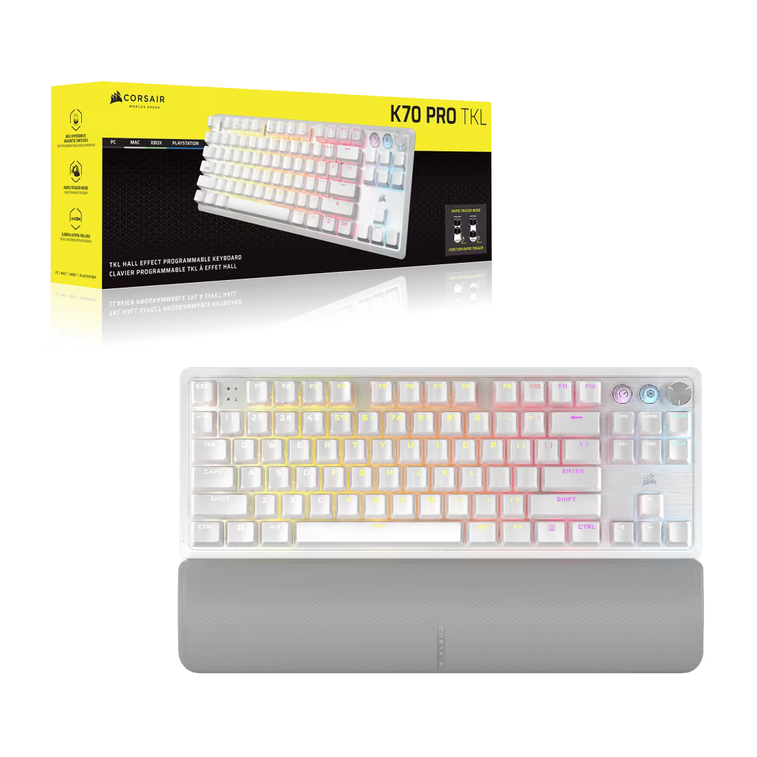 K70 PRO TKL High-Performance Hall Effect Programmable Gaming Keyboard with Rapid Trigger - White