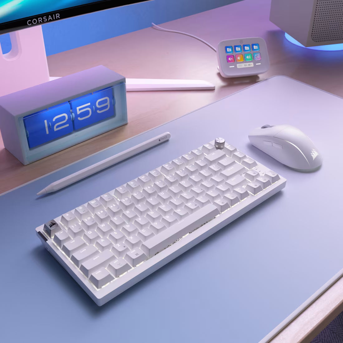 K65 PLUS 75% RGB Mechanical Gaming Keyboard for Mac and PC – Frost White