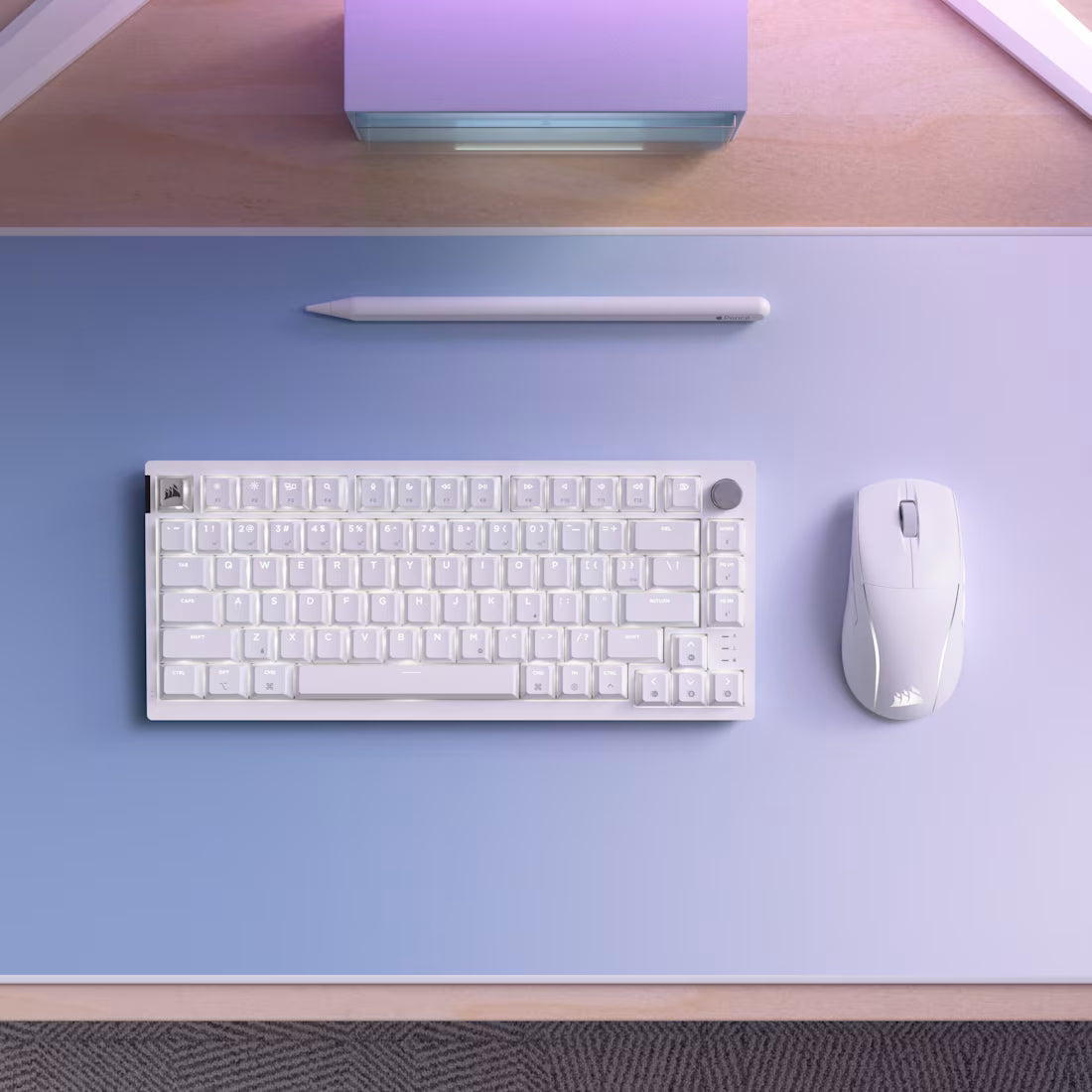 K65 PLUS 75% RGB Mechanical Gaming Keyboard for Mac and PC – Frost White