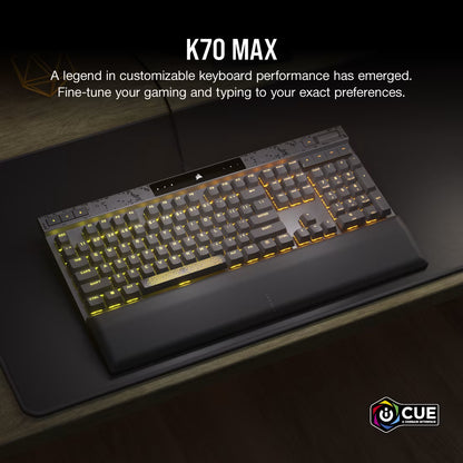 K70 MAX RGB Magnetic-Mechanical Gaming Keyboard — Adjustable CORSAIR MGX Switches — Steel Grey