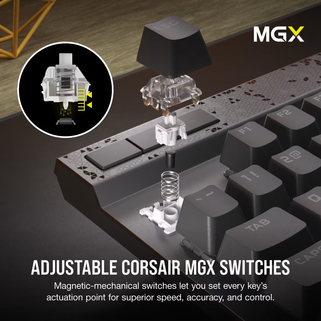 K70 MAX RGB Magnetic-Mechanical Gaming Keyboard — Adjustable CORSAIR MGX Switches — Steel Grey