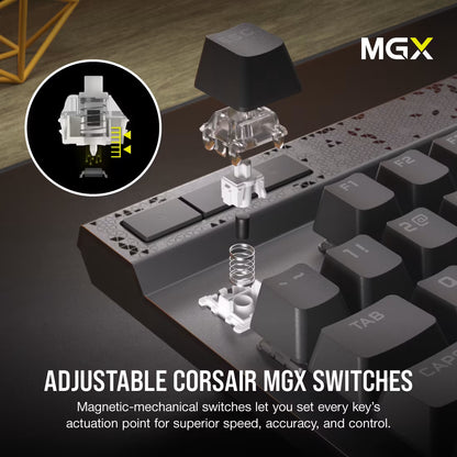 K70 MAX RGB Magnetic-Mechanical Gaming Keyboard — Adjustable CORSAIR MGX Switches — Steel Grey