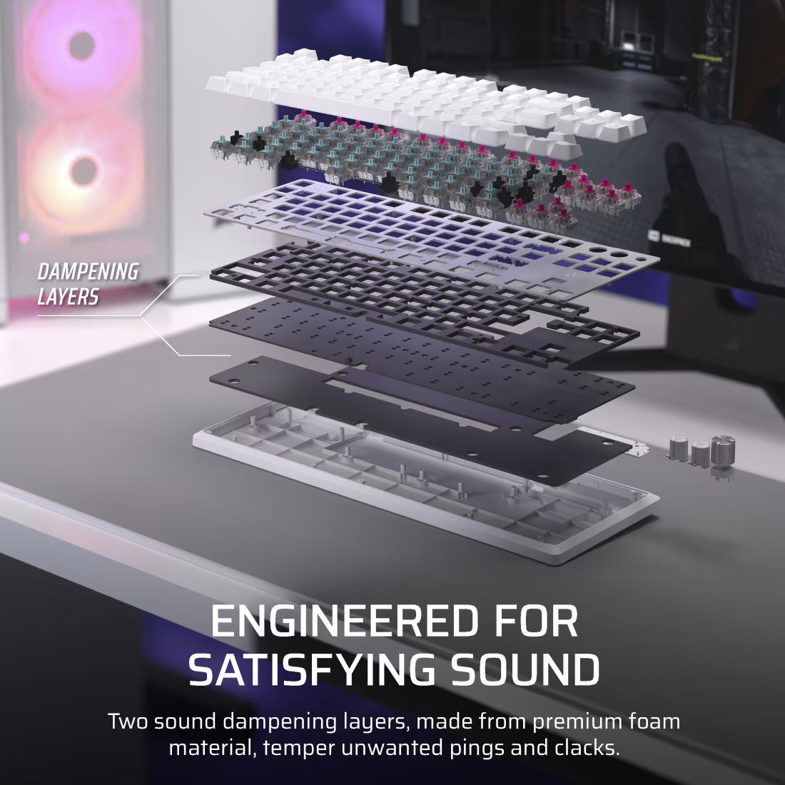 K70 PRO TKL High-Performance Hall Effect Programmable Gaming Keyboard with Rapid Trigger - White